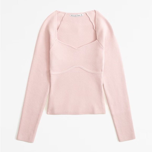 Abercrombie Pink Long-Sleeve Sweetheart Sweater Top XXS - Picture 1 of 4